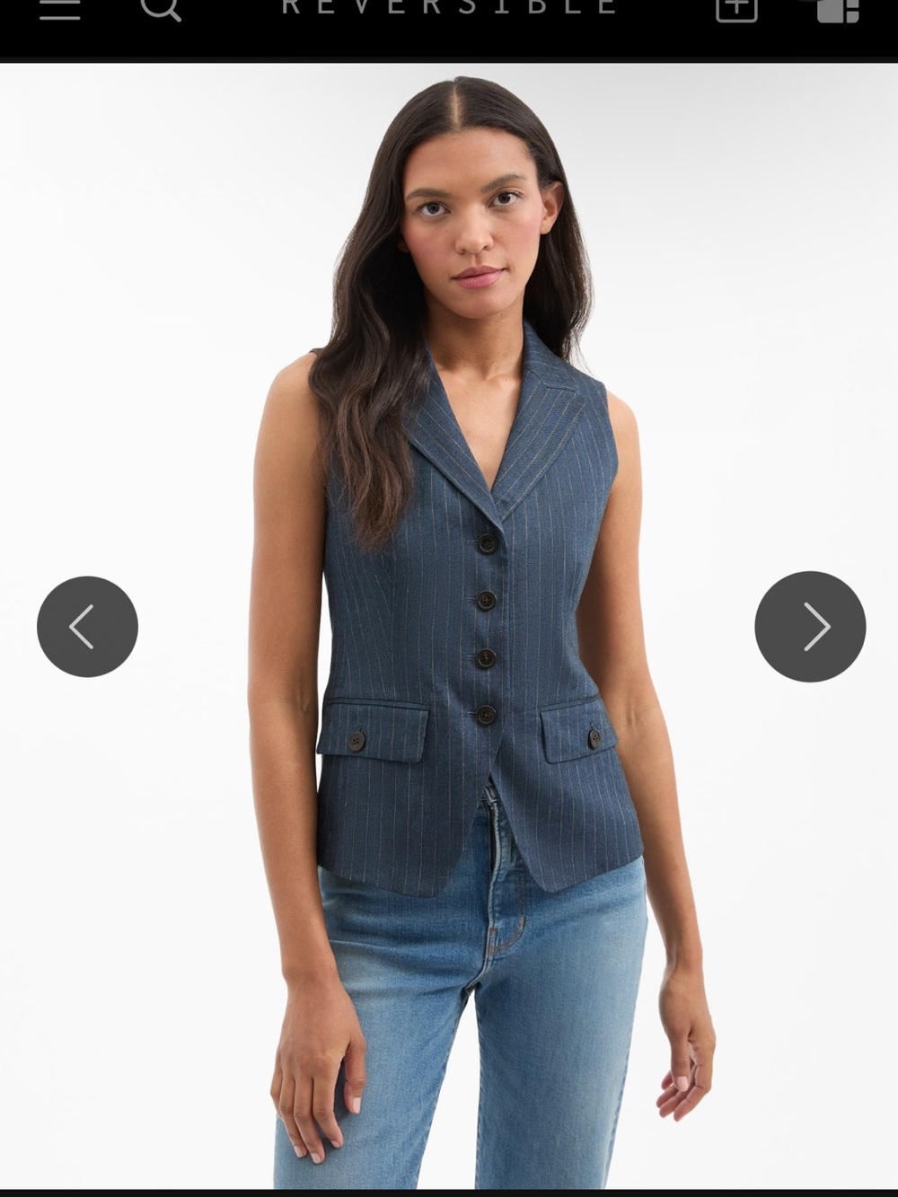 Reversible Sleeveless Pinstripe Vest Veronica Beard